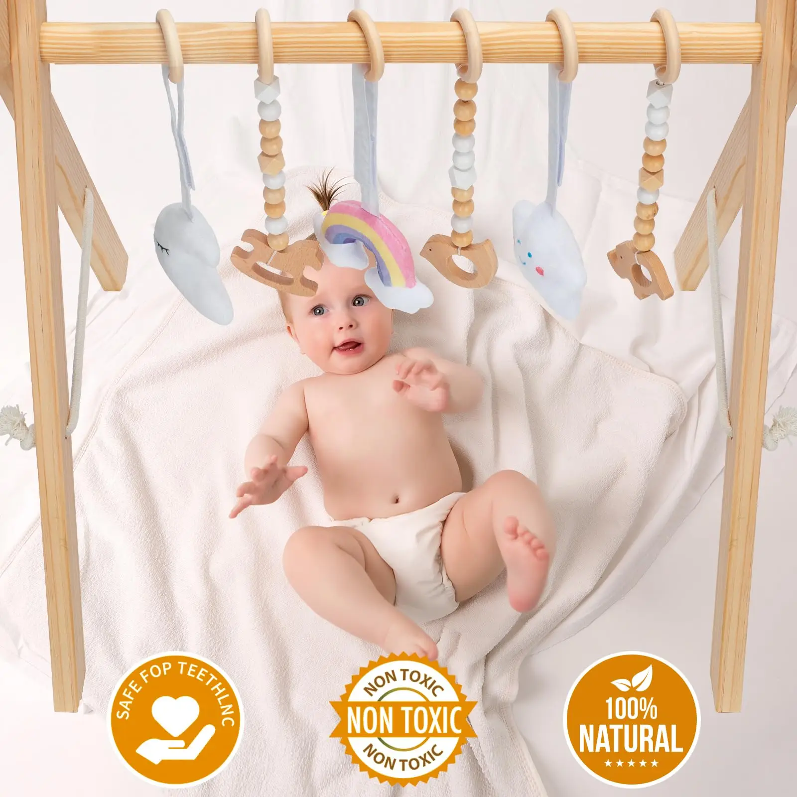 Handcraft Wooden Baby Play Gym Kids Toy Eco-friendly product suitable and safe for all skin and age
