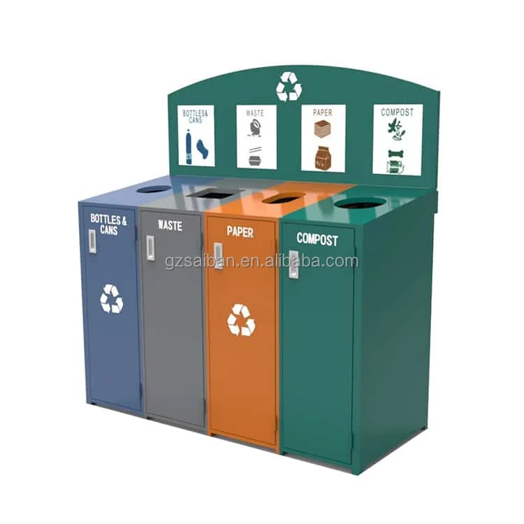 Classified trash can street decorative garbage cans 4-classified trash bin outdoor for park