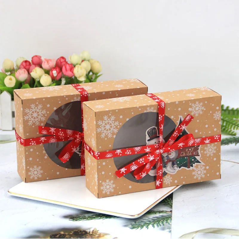 Xmas Items Kraft Packing Box Christmas Cookie Box with Window
