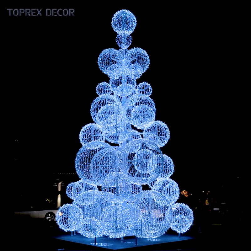 outdoor 10m iron frame wire led lighted party christmas ball bauble tree with fairy string light