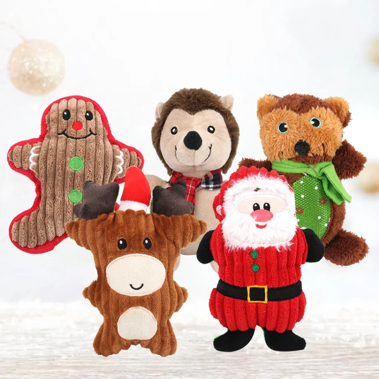 Wholesale Christmas Plush Dog Toy Durable Pet Toys Pet Dog Squeaky Plush Dog Toy