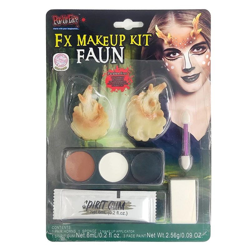 Halloween Family Makeup Kit Face Body Paint Water washable Neon color All-in-one Neon Kit  Soft rubber antler ornament