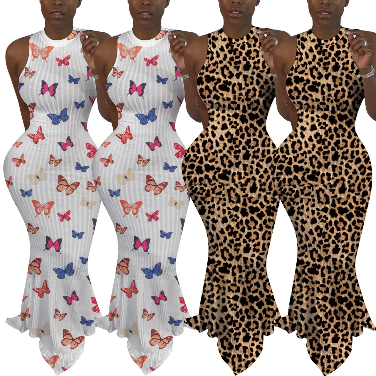 2020 new fashion butterfly pattern ladies bodycon dresses women slim sheath evening dress