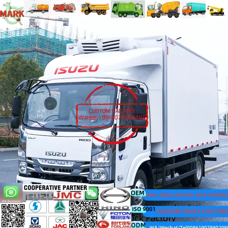 ISUZUU New Automatic  2 Tons Gasoline  Mini Refrigerated Truck Freezer Small Refrigerated Box Truck Price New Ice Cream Truck