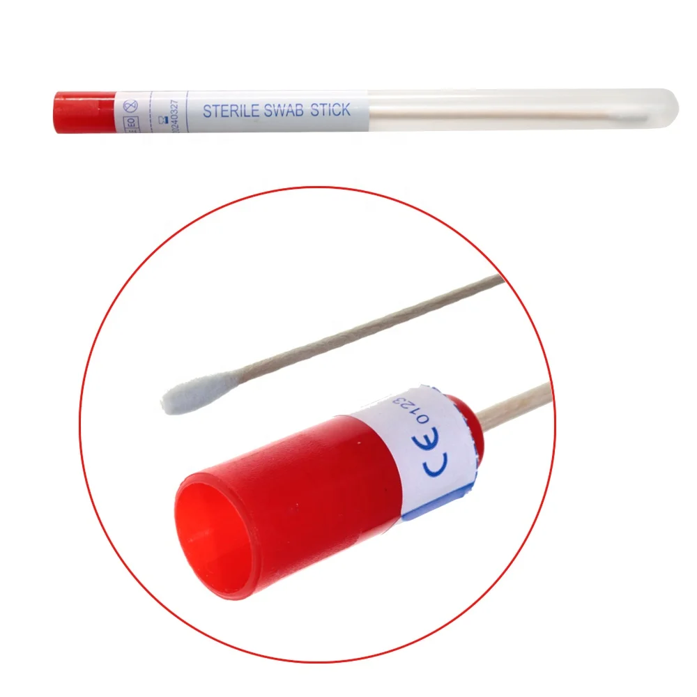 Steril disposable medical sample specimen DNA test vaginal transport collection flocked cotton swab wooden stick without medium
