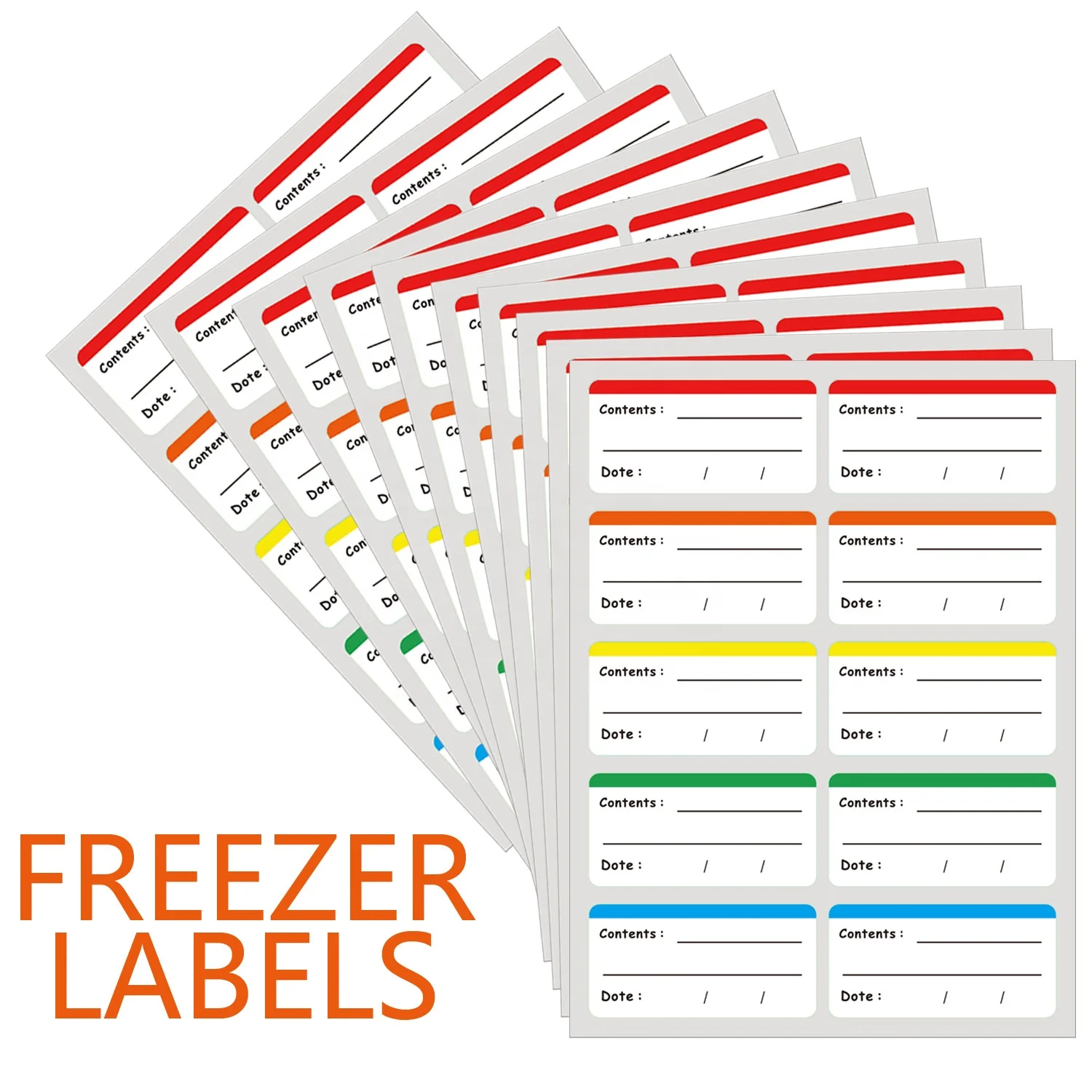 10 Freezer Labels Easy Peel Off Postage Meter Labels Color Coding Frozen Food Label Holders Stickers