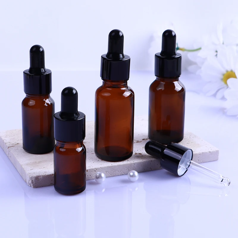 30ml empty amber screw cap glass serum essential oil dropper bottle with high quality