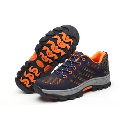 Breathable steel head anti-hit and anti-puncture stock safety shoes, industrial can be customized non-slip rubber sole work shoe