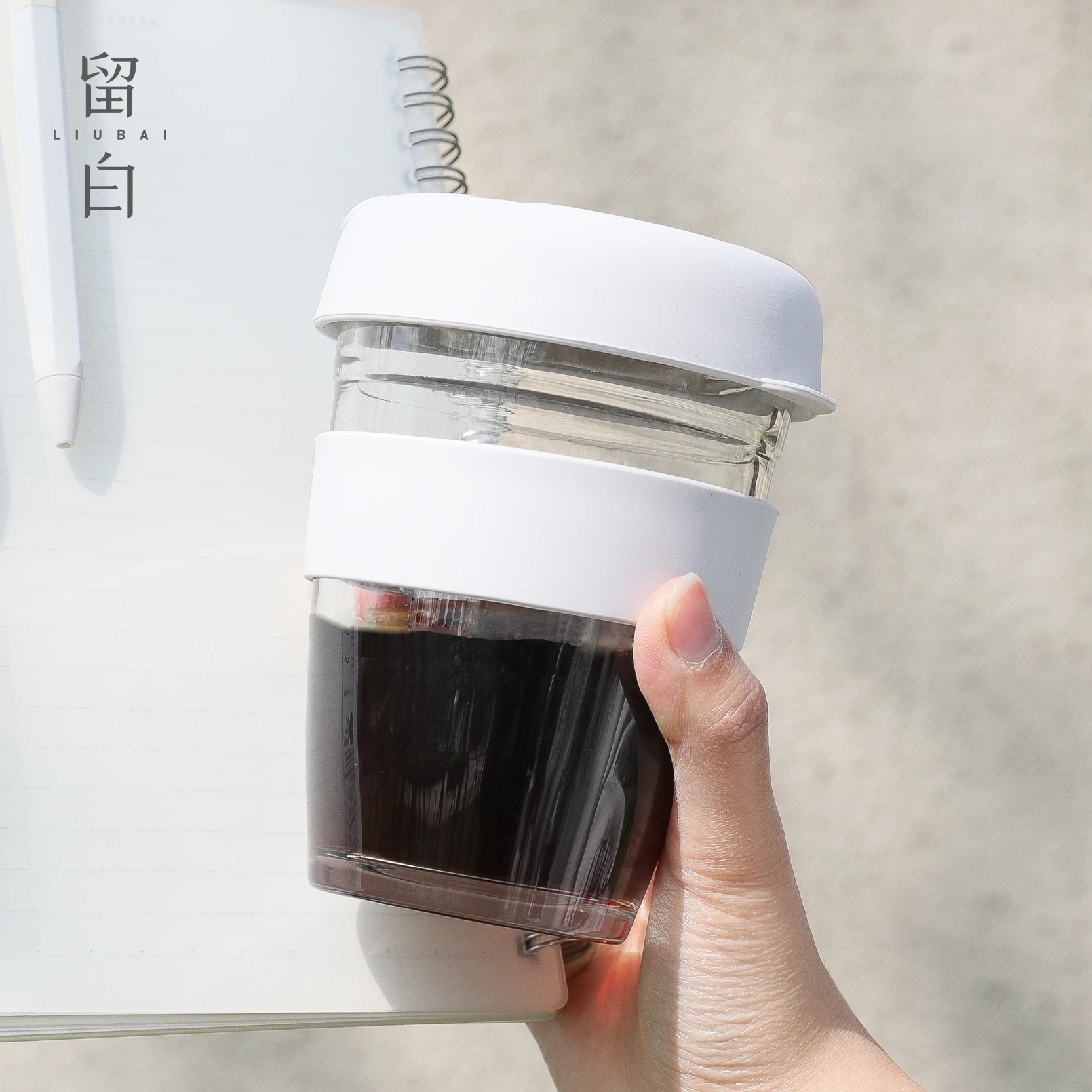 Glass tea cup double wall glass coffee cup 150ML 350ML  Insulated Borosilicate Coffee Glass Cup Set with Handle And Lid For Tea