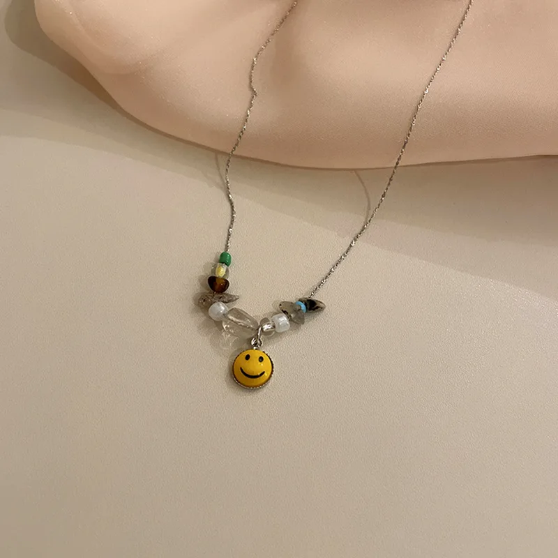 
Hip Hop Charm Jewelry Geometric Pearl Smiley Rope Adjustable Choker Necklaces Punk Fashion Street 