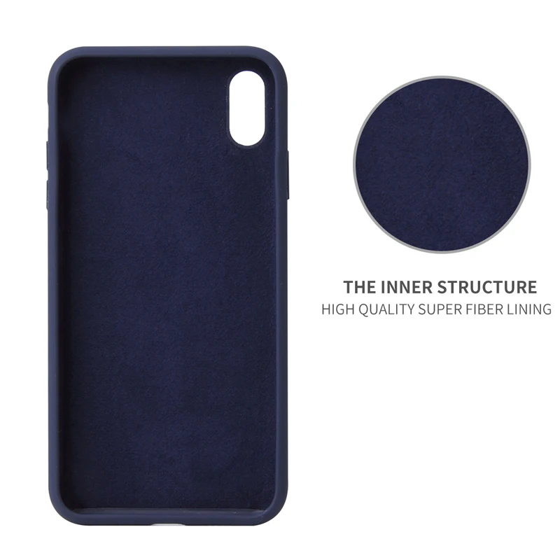 Black Phone Case For iPhone X Case Genuine Liquid Silicone Back Cover Phone Shell For iPhone 6/7/8/Xs Max Rubber Case