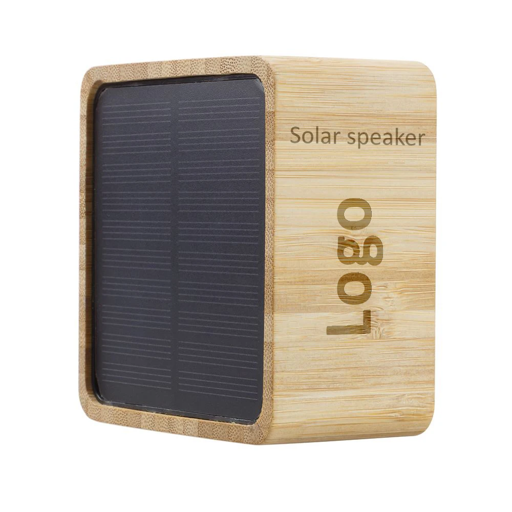 Bamboo 5W Custom Logo Small Mini Speaker Outdoor Powered Solar Bluetooths speaker