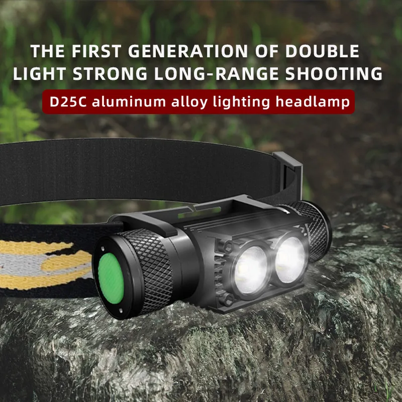 Portable Wholesale 1000LM LED Headlamp USB-C Rechargeable Aluminum 18650 Lithium Battery Head Torch Camping Running Fishing