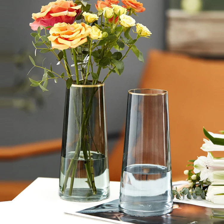 Unique design home decorative Small glass flower vase cheap clear glass crystal vases home decor