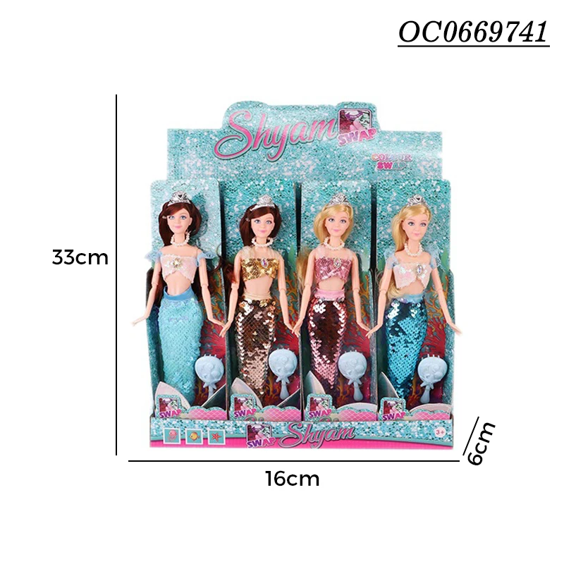 Fashion doll 11.5 in custom 3d doll plastic mermaid toy for girl cartoon