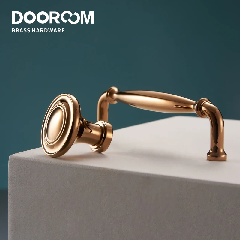Латунные мебельные ручки Dooroom современные из розового золота для шкафа гардероба комода