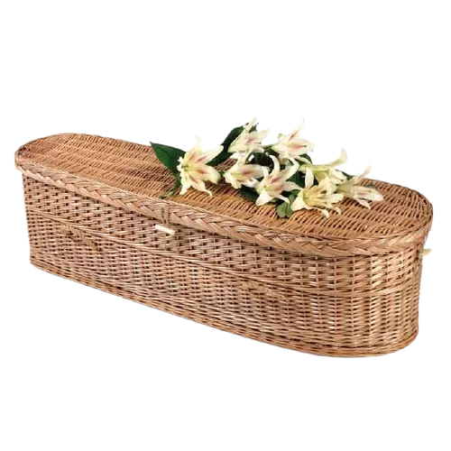 Eco-friendly Pod Light Weight Angular and Tapered Cane Basket Wicker Coffin Casket for Natural Burial