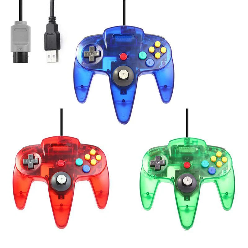 
 Геймпад для Nintendo N64, прозрачный проводной контроллер, игровой джойстик для Nintendo N64, геймпад для Mac  