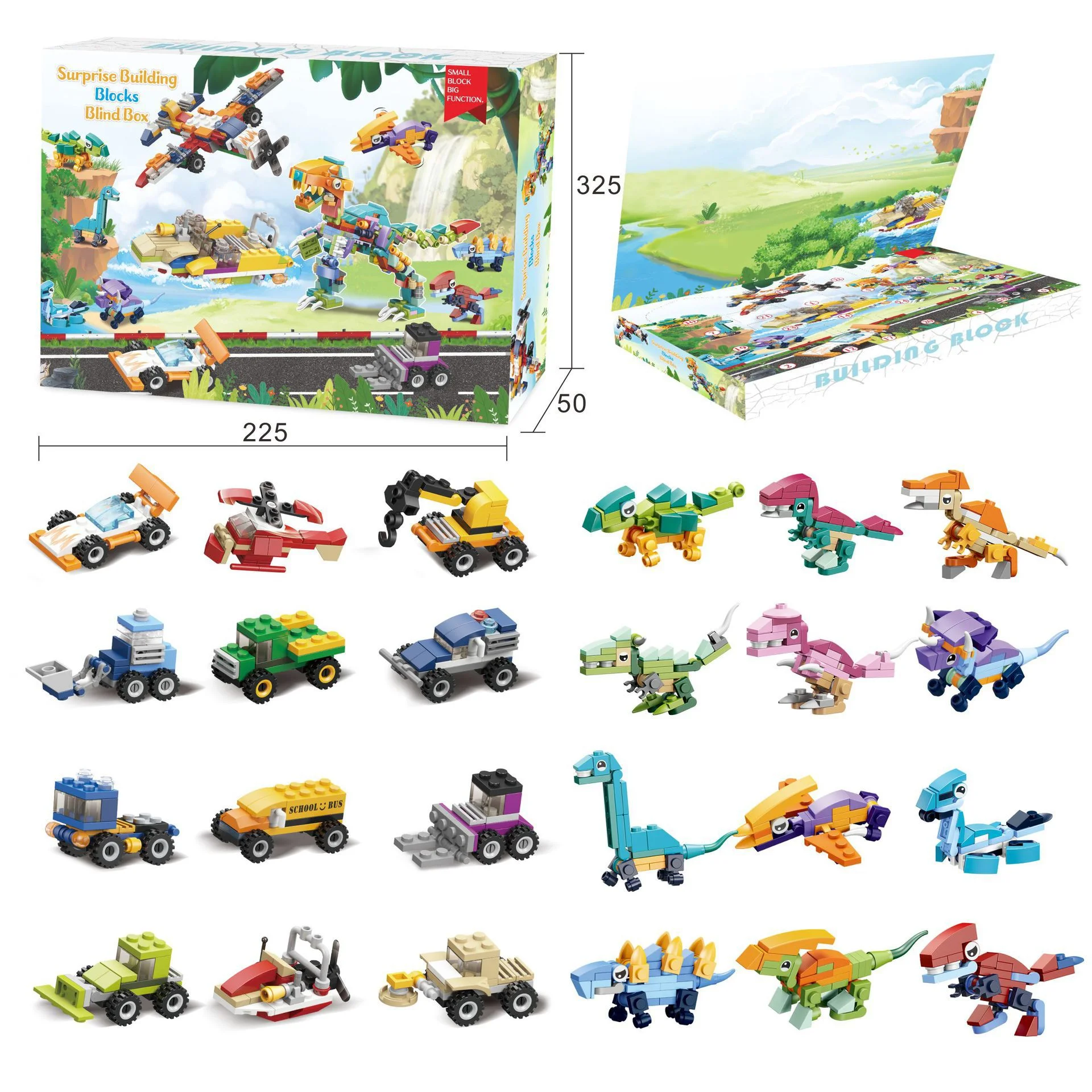Christmas Blind Box Building Block  Marine Animal Car and Engineering Vehicle Building Blocks DIY Advent Calendar Box Toy
