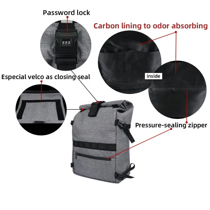 Hot Style Smell Proof Backpack for Bags Secret Pocket Backpack 100% Scent Proof Protection Custom Printed Bags