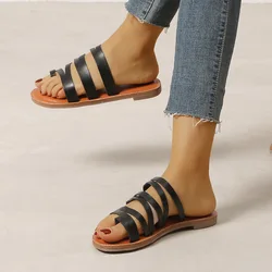 PDEP hot sale simple design basic summer women flat slippers outdoor casual ladies comfortable flat sandals