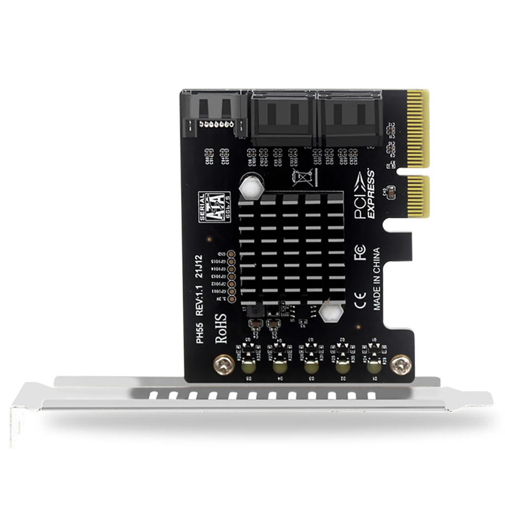 PCI-E to 5-Port SATA 3.0 III Expansion Card PCI-E X4 Controller Board Support 6Gbps PCI-E to SATA Adapter HUB for PC Computer