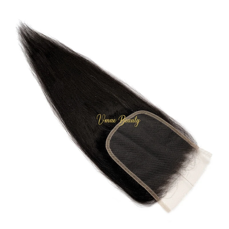 VMAE Double Weft Brazilian Virgin Remy Hair Raw Cuticle Aligned Kinky Yaki Straight 5x5 Lace Closure Frontals Wave Style