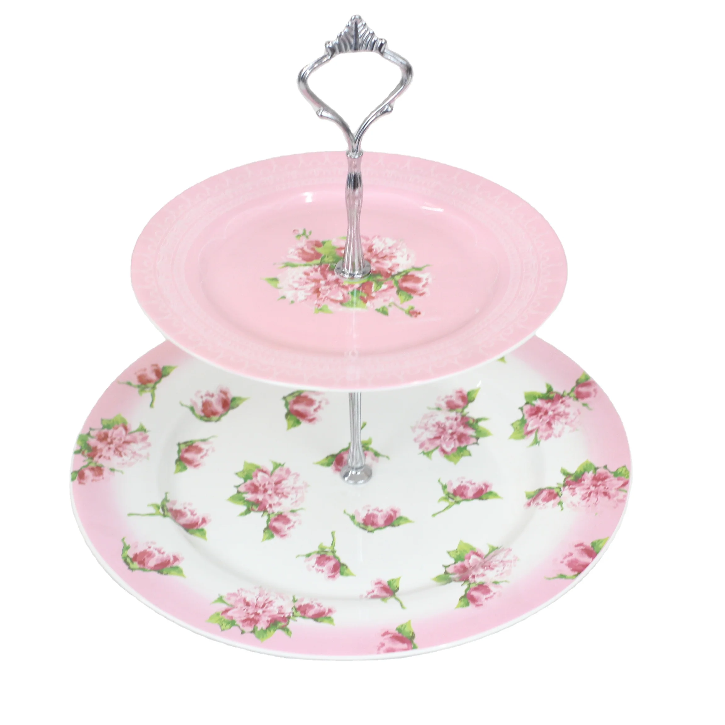 Fine China Wholesale 2 Tier Round Porcelain Cake Plate Ceramic Cake Stand For Home,Hotel , Restaurant, Wedding