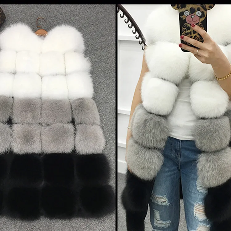 Brand new casual winter long ladies vest faux fur gilet with great price