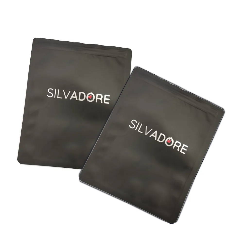 Matte finish black custom logo aluminum foil plastic mylar ziplock food packaging pouch bag