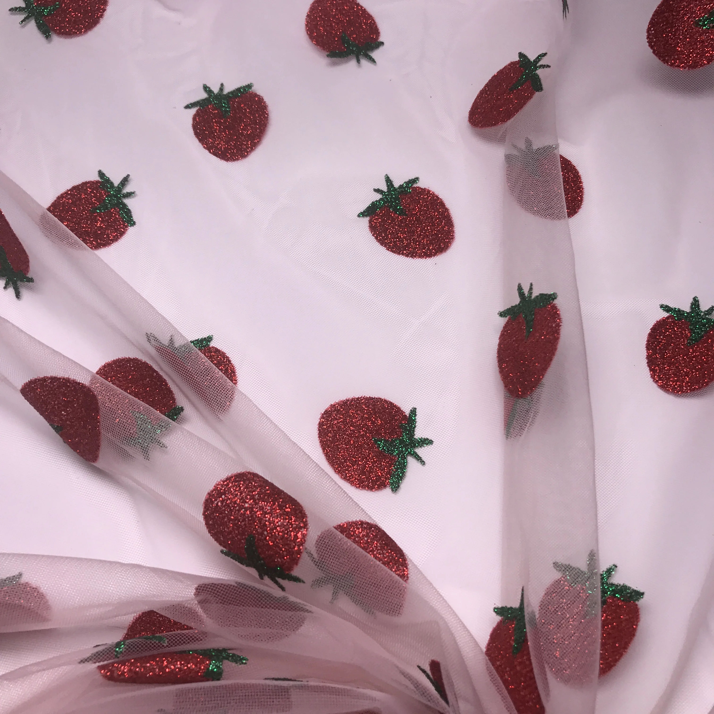 glitter sequin strawberry sparkly tulle fabric for decoration