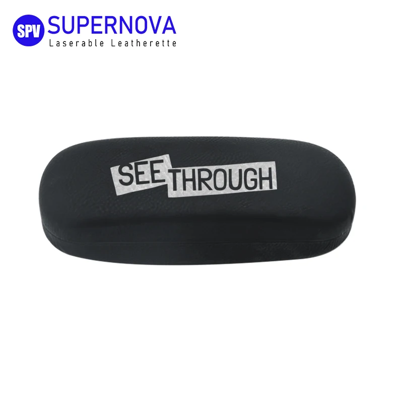 Laser leatherette designer spectacle cases, eyeglass custom case with laser engraving logo
