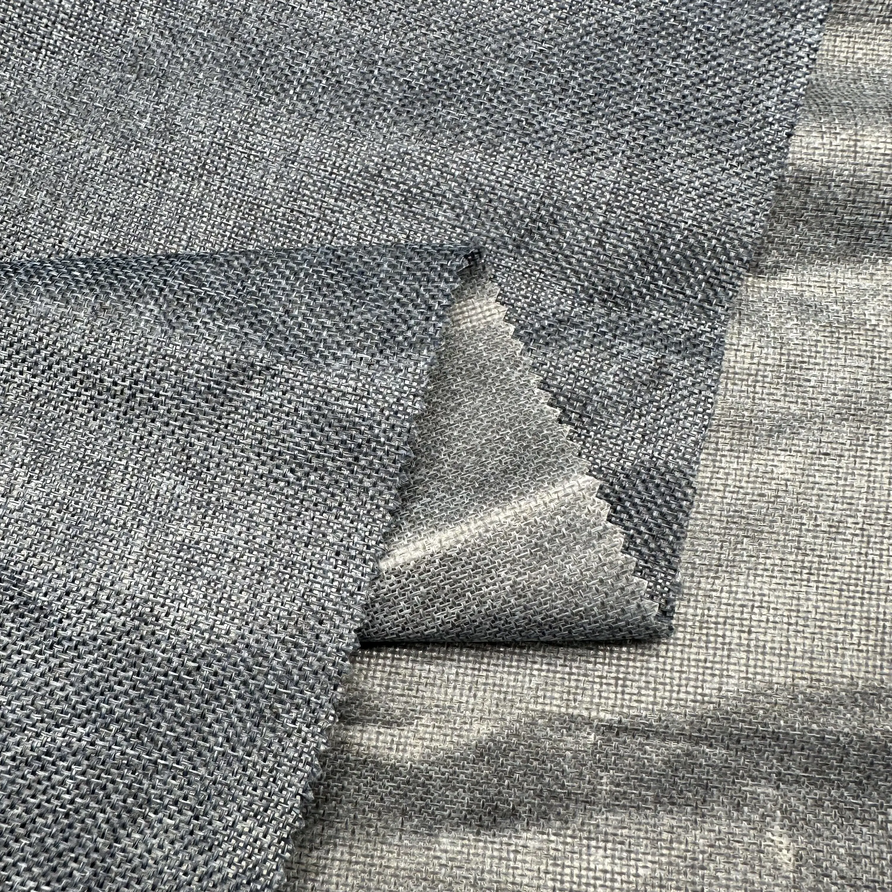 Wholesale Poly Jute Lamination Fabric home textile Linen look upholstery polyester sofa fabric Factory sales