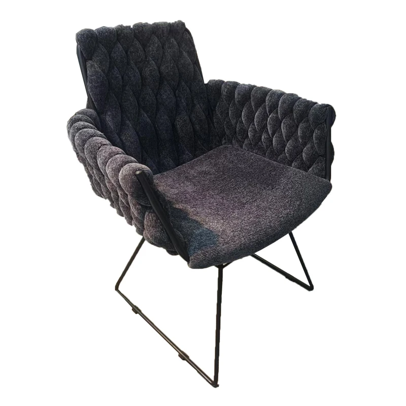 Luxury leisure woven upholstered bedroom guest reception chair with armrest