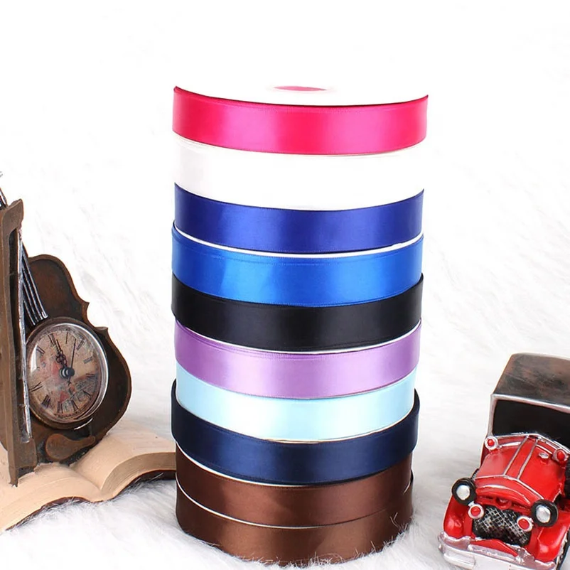 Factory wholesale custom black satin printed ribbon with logo gift ribbons satin 100% polyester