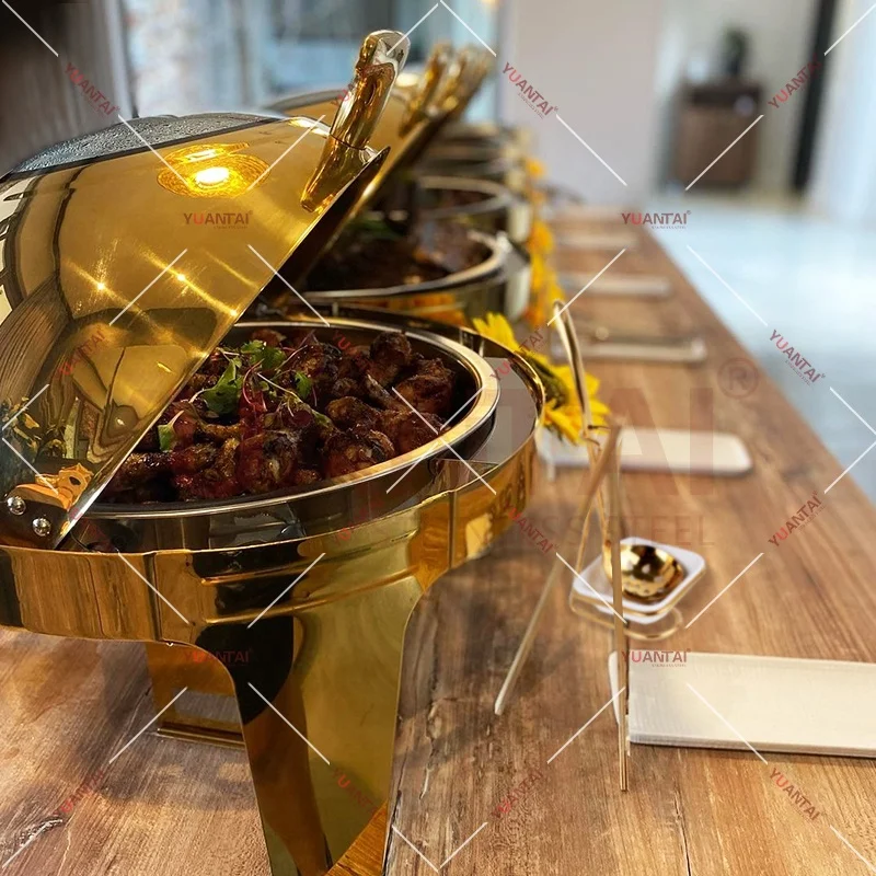 United States/Canada Supplier Kitchen gold Buffet Chafing dish Party Wedding Food warmer Restaurant Hotel Chafer for Catering