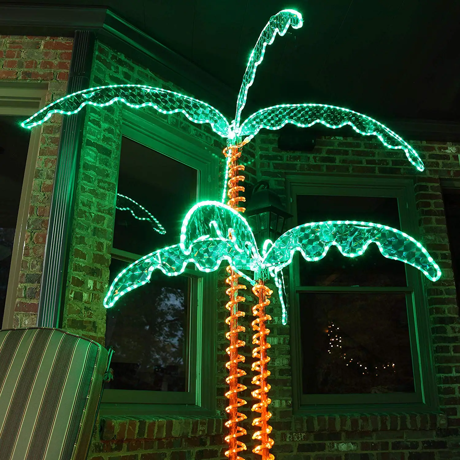 7ft Outdoor DC 30V Green Yellow LED Rope Lighted Garden Lights Palm Trees Design