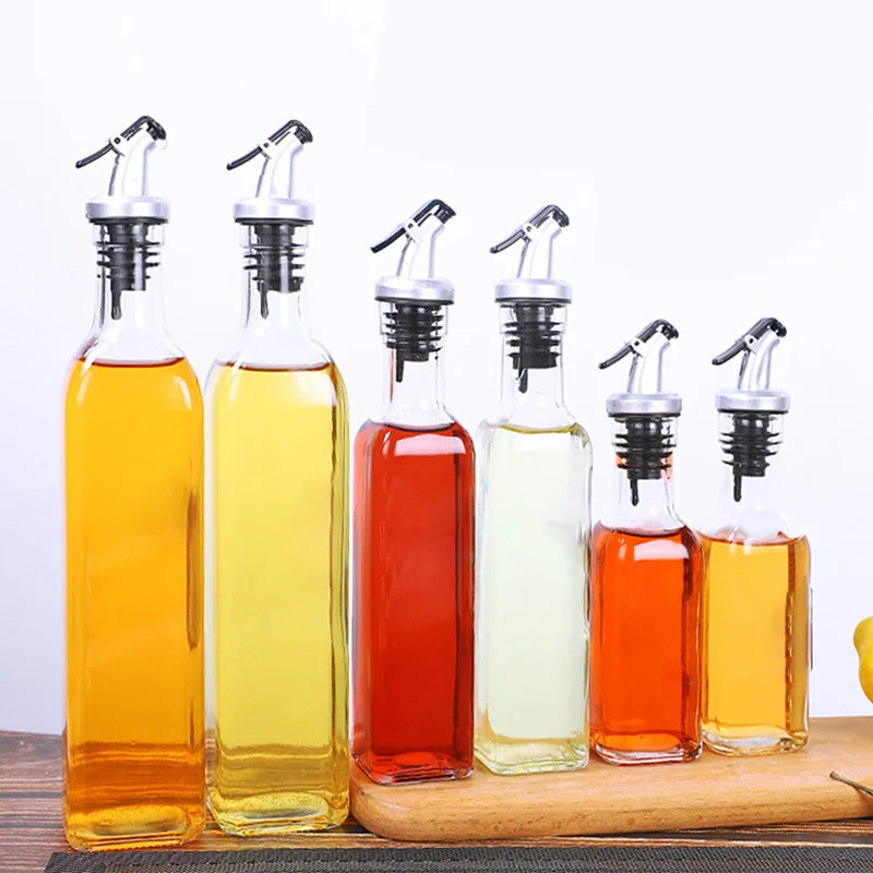 RAYBIN oil dispenser bottle Clear Square Vinegar Olive Oil Dispenser Glass Bottle with Pour Spout