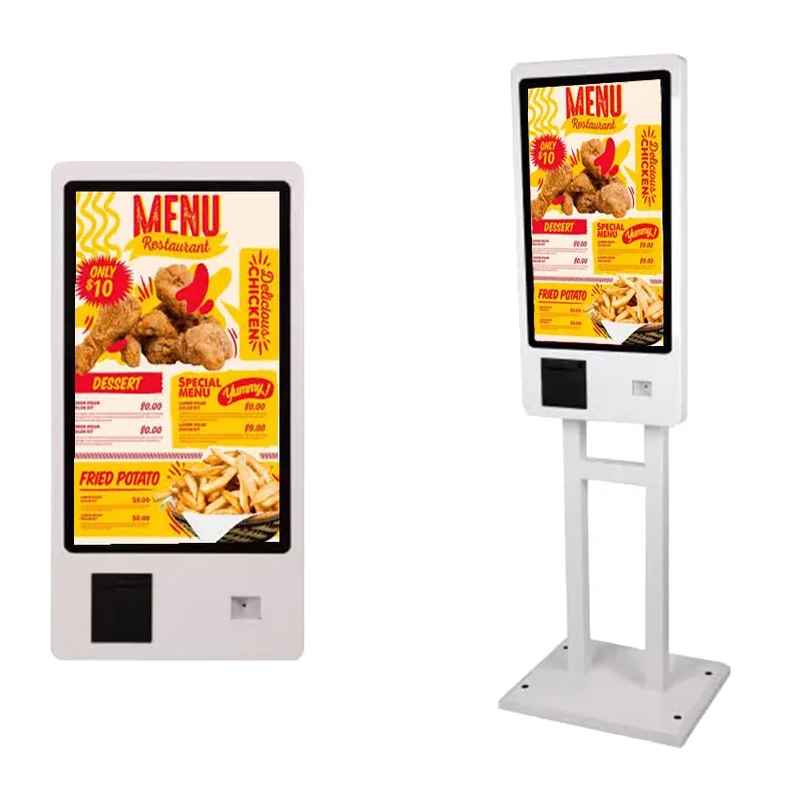 27 Inch Smart Touch Retail Self Service Cash Register Kiosk With Barcode Scanner