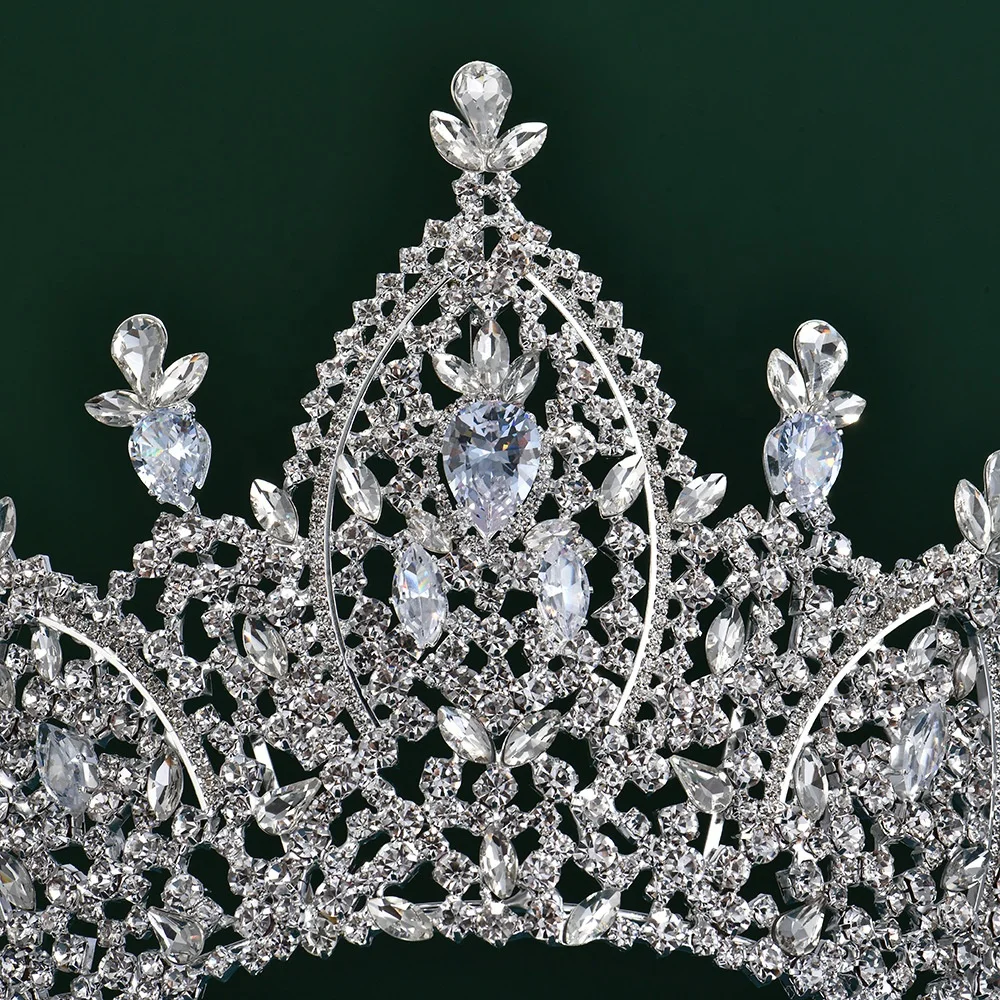 Queen Birthday Party Decoration Big Pageant Zircon Crowns Wedding Headwear Bridal Princess Tiara For Girls