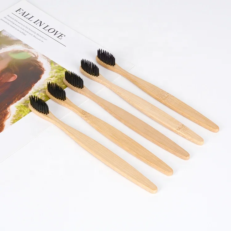 Hot Sell 100 % Natural Bamboo Soft Charcoal Wooden Toothbrush for Clinic Use