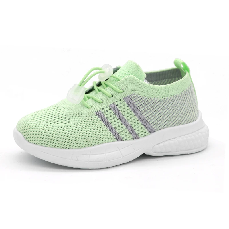 Soft Bottom Non Slip Kids Running Shoes Girls Sport Shoes Mesh Knitted Breathable Boys Sneakers Accept custom Kids shoes Size