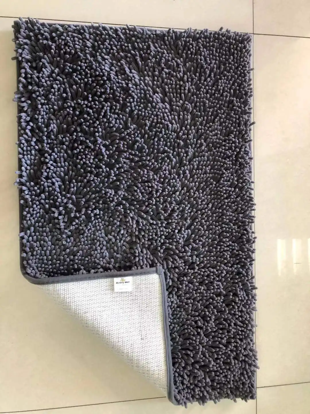 Water Absorbent Chenille Bathroom Rug Mat TPR Non-slip back high pile bath mat