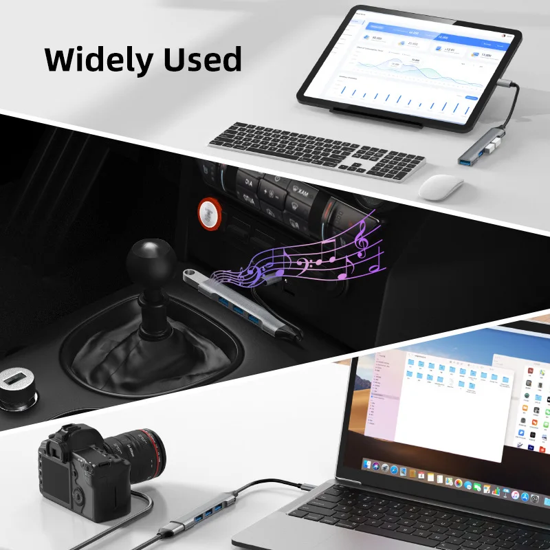 Type-c to USB a Adapter 4-port HUB Cable USB c to 4 USB A 3.0 2.0 Multi-Function Converter   For Laptop PC Pad Tablet Phone