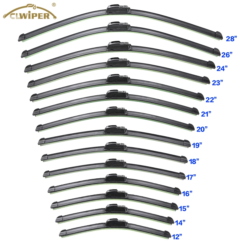 CLWIPER Wiper Blades Universal Soft Frameless Assembly Chrome Auto Universal Wiper Blade Car