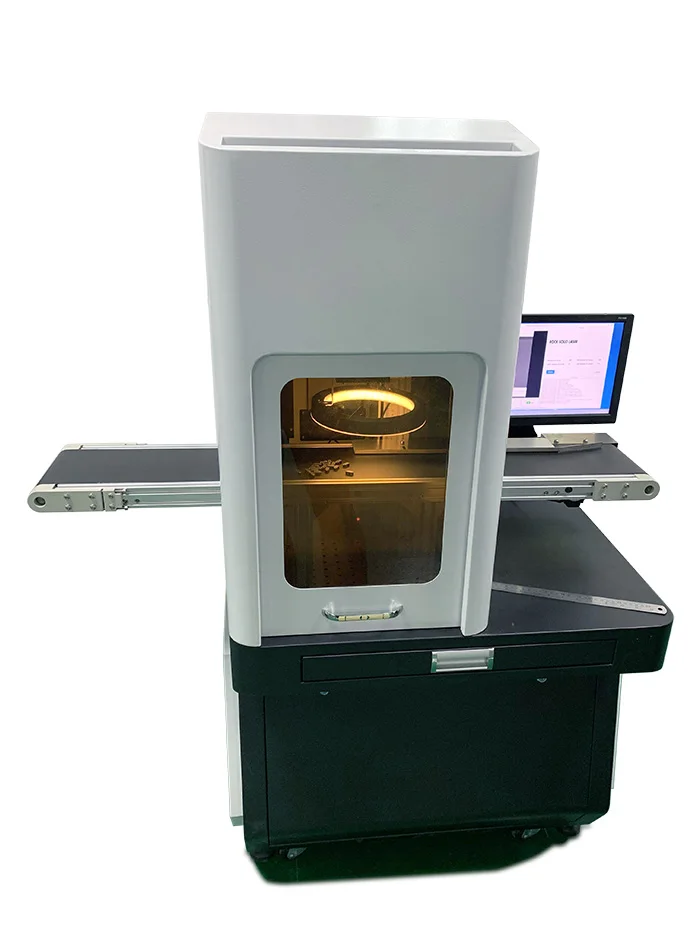 
CCD Visual Positioning JPT MOPA M7 20W 30W 60W 80W 100W Fiber Laser Marking Machine Half Enclosed Laser Marker CE Certified 