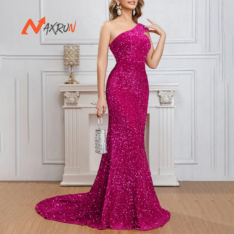 2024 Sexy Sequin Evening Prom Dress  Slit Sleeveless Mermaid Long Dresses Women