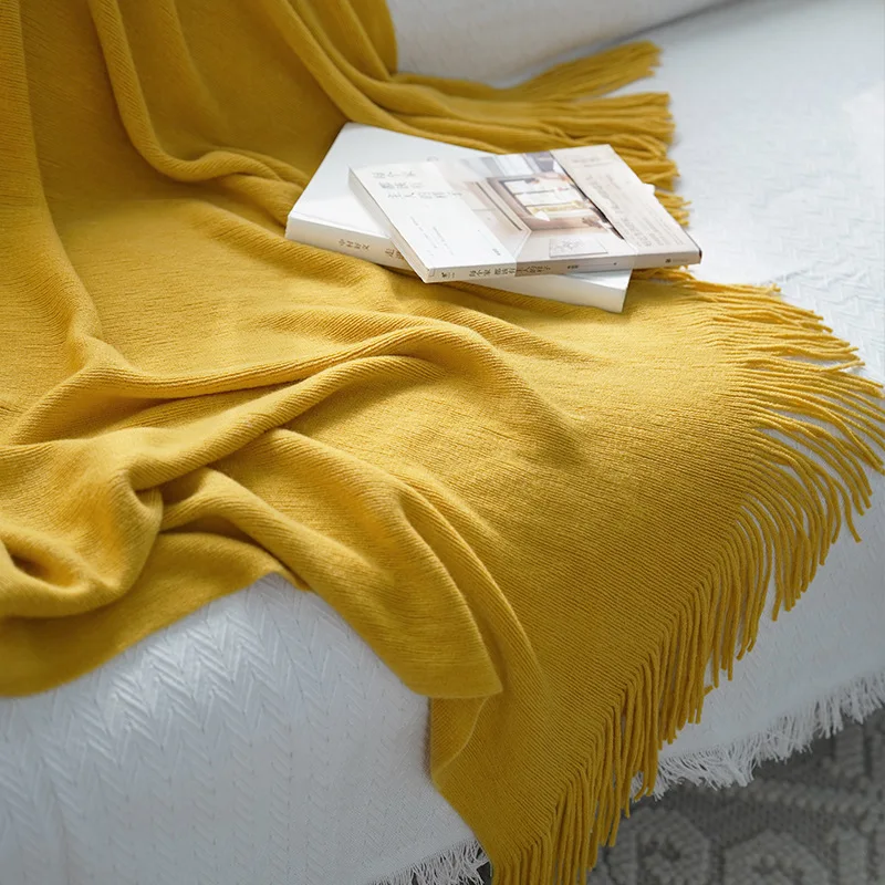 Super Soft Knitted Throw Creamy Waffle Couch Cover Knitted Decorative Textured Solid Throw Blanket For Sofa