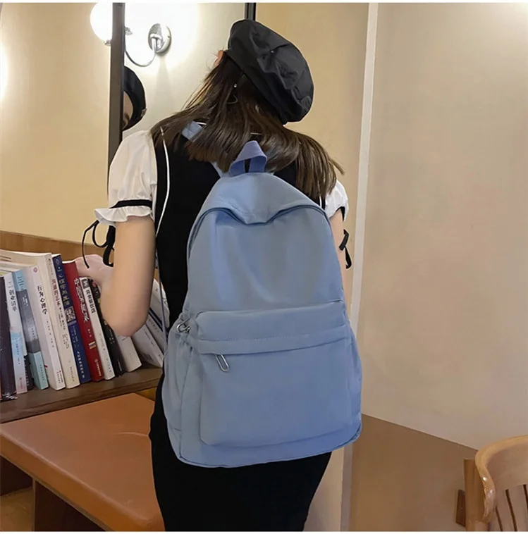 Custom LOGO Candy Color School Backpack For Women Leisure Travel Shoulder Bag Zipper Large Capacity Student School Bag