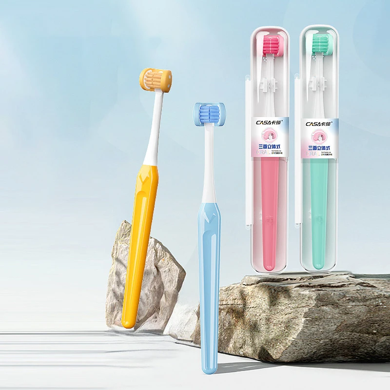 Hot sale new design children 3 sided toothbrush1pc 3-sided toothbrush soft and gentle clean 360 three sided toothbrush for men